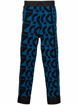 Kenzo monogram-print fleece track pants - Blue