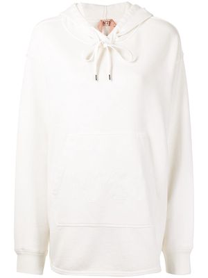 Nº21 embroidered logo oversized hoodie - White