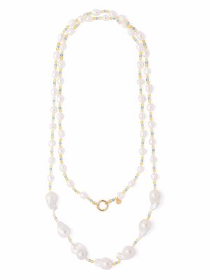 Prada 18kt yellow gold beaded baroque pearl necklace - White