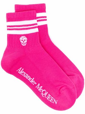 Alexander McQueen skull stripe anke socks - Pink