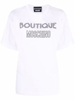 Boutique Moschino stud-embellished logo T-shirt - White