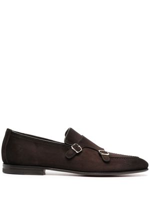 Santoni double-buckle monk shoes - Brown