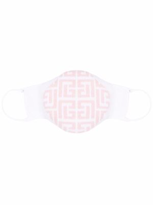 Balmain logo-intarsia knitted cotton face mask - White
