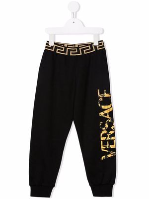 Versace Kids Barocco-logo sweatpants - Black
