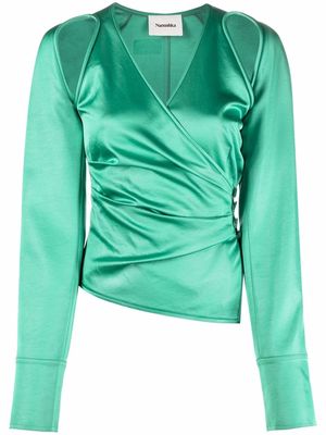 Nanushka cut-out detail fitted top - Green