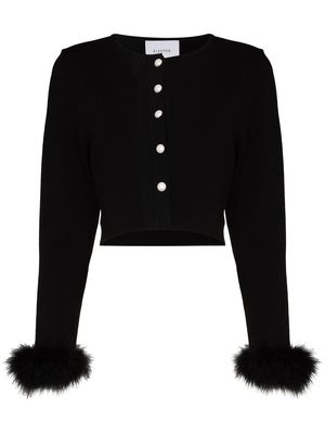 Sleeper feather-cuff cropped cardigan - Black