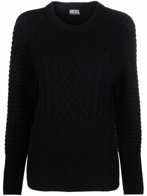 Diesel textured-knit wool jumper - Black