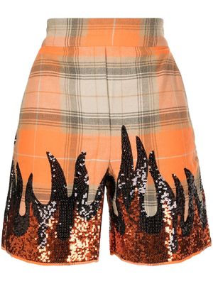 Filles A Papa embroidered check shorts - Orange