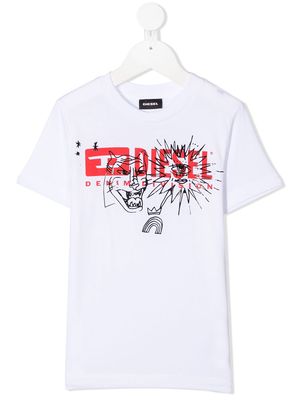 Diesel Kids logo graphic print T-shirt - White