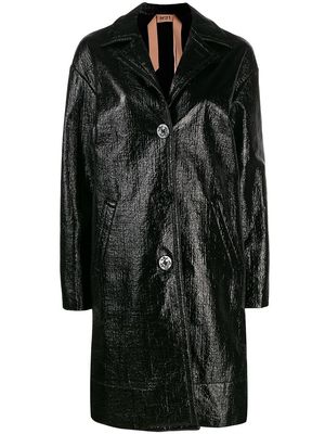 Nº21 crinkle-effect single-breasted coat - Black