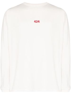 424 logo-embroidered long-sleeve T-shirt - White
