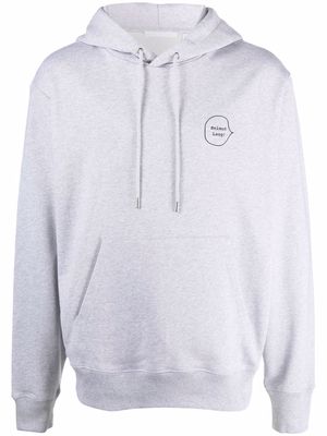 Helmut Lang logo-print cotton hoodie - Grey
