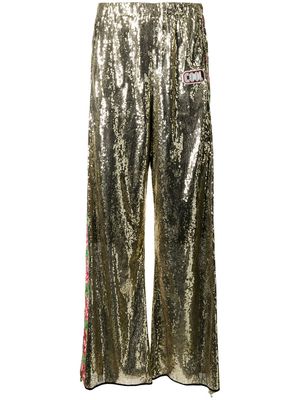 COOL T.M floral-embroidered sequinned trousers - Gold