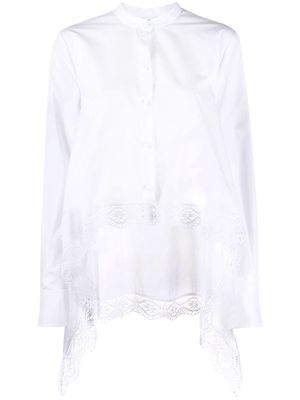 Alexander McQueen lace detail asymmetric shirt - White