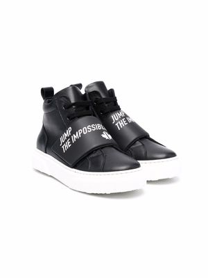 Dsquared2 Kids logo-print high-top leather sneakers - Black