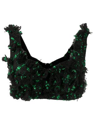 Loulou cropped frayed top - Black