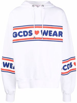 Gcds logo-print striped hoodie - White