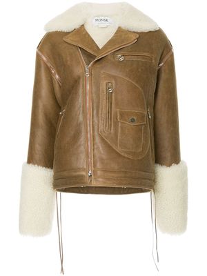 Monse shearling biker jacket - Brown