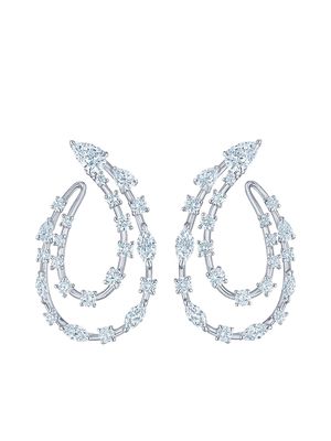 KWIAT 18kt white gold diamond Starry Night two-row sideways hoop earrings - Silver