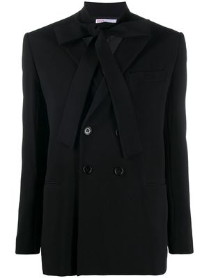 RED Valentino tie-detail double-breasted blazer - Black