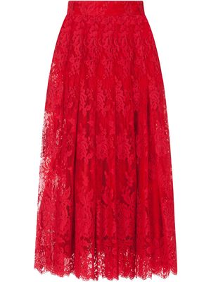Dolce & Gabbana chantilly lace midi skirt - Red