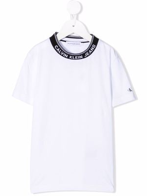 Calvin Klein Kids logo-embroidered cotton T-shirt - White