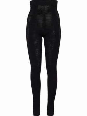 Balmain high-waisted sheer knitted leggings - Black