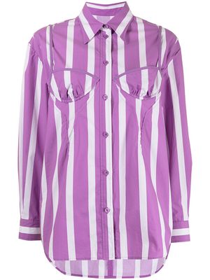 pushBUTTON striped moulded-cup cotton shirt - Purple