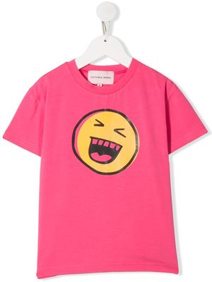 Natasha Zinko Kids laughing smiley T-shirt - Pink