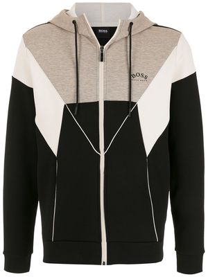 BOSS logo-print zip-up hoodie - Black