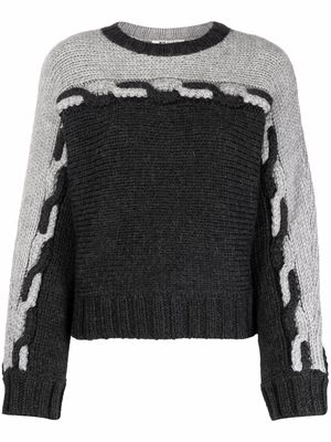 Ports 1961 two-tone chunky knit jumper - Grey