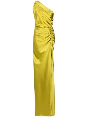 Michelle Mason one-shoulder silk gown - Green