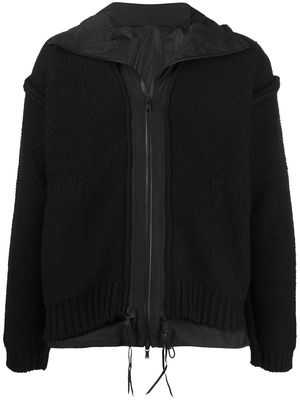 The Viridi-Anne knitted layered hooded jacket - Black
