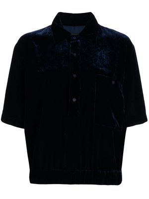 RtA velvet-effect oversize polo shirt - Blue