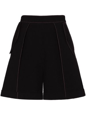 Brøgger high-waisted contrast stitching shorts - Black