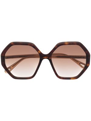 Chloé Eyewear Esther hexagonal-frame sunglasses - Brown