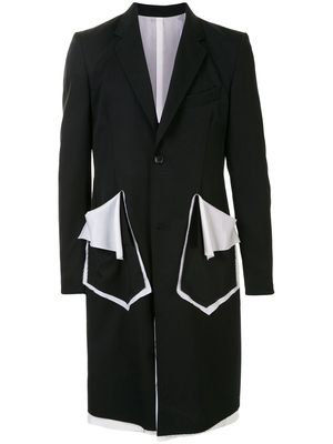 sulvam contrast-trimmed wool coat - Black
