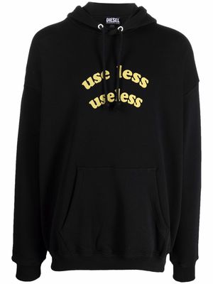 Diesel slogan-print cotton hoodie - Black