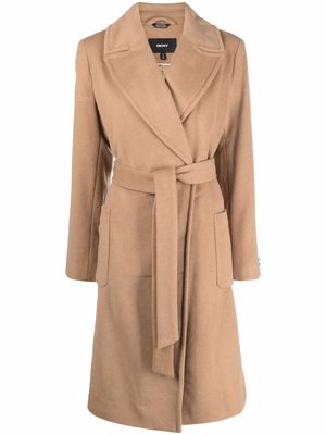 DKNY belted single-breasted coat - Brown