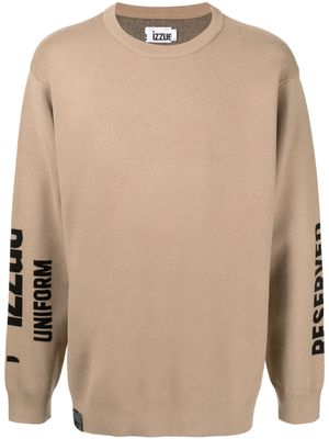 izzue intarsia-knit logo jumper - Brown