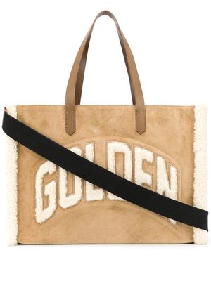 Golden Goose textured fleece logo tote bag - Neutrals
