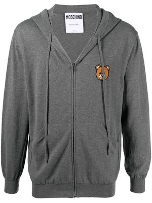 Moschino Teddy motif zip-up hoodie - Grey