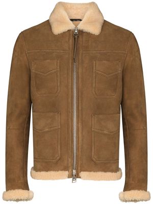 TOM FORD shearling-lined jacket - Brown