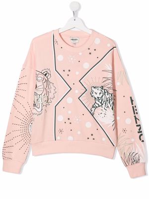 Kenzo Kids graphic-print cotton sweatshirt - Pink