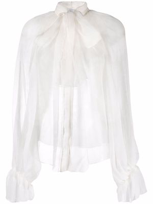 Atu Body Couture semi-sheer silk blouse - White