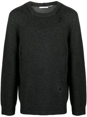 Helmut Lang ripped-detailed knitted jumper - Grey