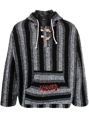 PACCBET rassvet-print stripe-woven hoodie - Black