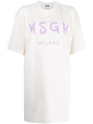 MSGM logo-print T-shirt dress - Neutrals