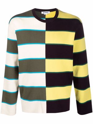 Sunnei striped knit cotton sweater - Yellow