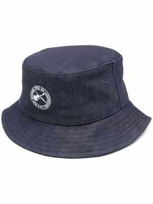A.P.C. logo-print denim bucket hat - Blue